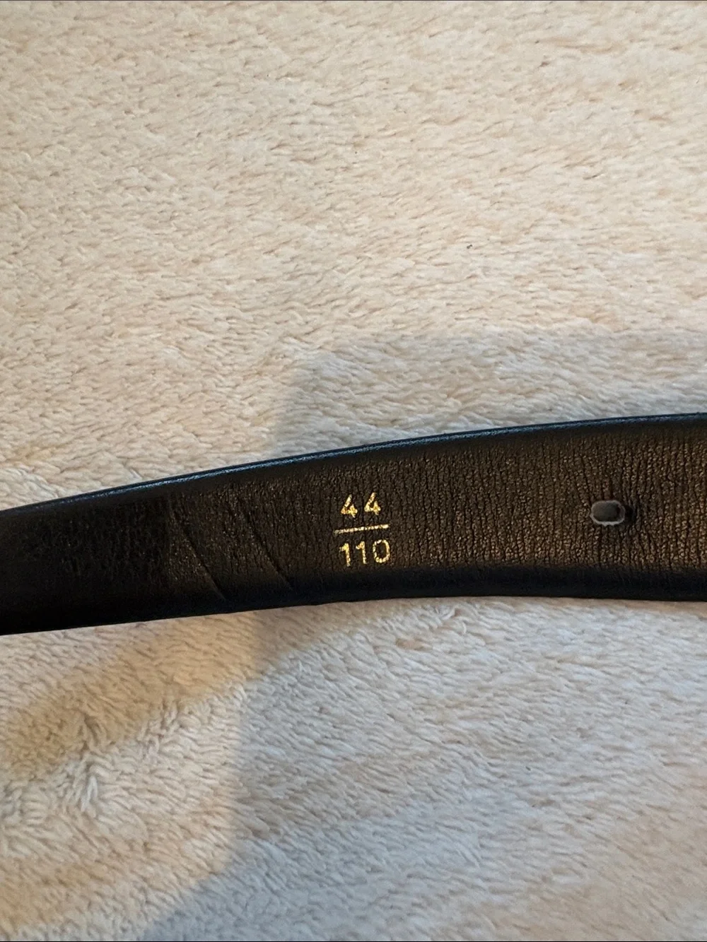 Men's Slim Black French Leather Belt Rectangular Silver Buckle Sz 44